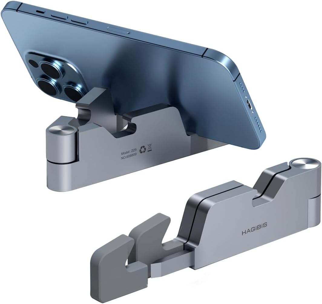 Hagibis Cell Phone Stand for Desk, 4 in 1 Foldable Aluminum Portable Travel Phone Holder with Bottle Opener, Box Opener, Ruler for iPhone 16 15 14 13 12 11 Pro Max Samsung Galaxy