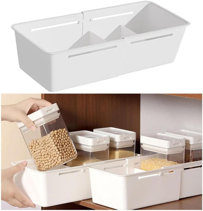 Expandable Storage Drawer Organizers Sliding Bin Plastic Desk Drawer Trays with Removable Dividers Adjustable Makeup Storage Bins for Bedroom, Bathroom, Clothes, Kitchen Utensil (Large)