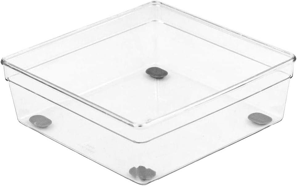 Glad Drawer Organizer Bin, 15x9 - Divided Clear Plastic Storage Tray for Junk Drawers, Kitchen Utensils, Bathroom Vanity, and Organizing Pantry - BPA Free, Food Safe, Non Slip