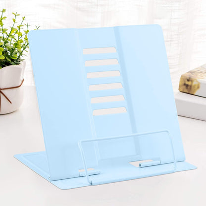 MSDADA Desk Book Stand Metal Reading Rest Book Holder Adjustable Cookbook Documents Holder for Recipes Textbooks Tablet Music Books, Mom Gifts, Gifts for Grandma Mom Mothers Day(Light Purple)