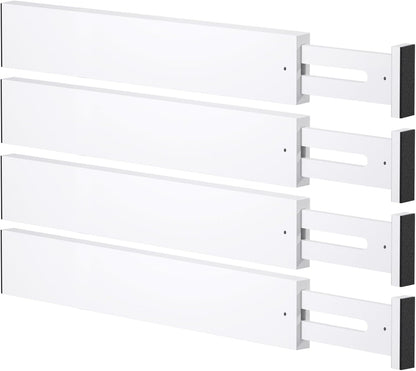 Bamboo Drawer Dividers,17-22" Adjustable Kitchen Drawer Organizer for Clothes,4 Pack Expandable Drawer Organization Separators for Bedroom,Bathroom,Dresser and Office,Natural