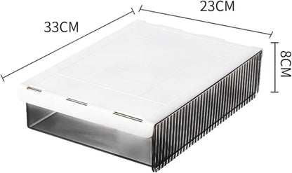 Under Desk Organizer - Stick On Fluted Translucent Desk Drawer Attachment, Slide Out Under Desk Storage for Office & Home (WHITE, SMALL)