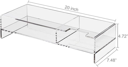 pbf PHOTO BOOTH FRAMES Clear Acrylic Monitor Stand Riser, Computer Screen Desktop Organizer, Ergonomic Display Shelf (Clear)