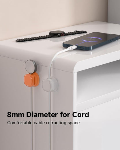 9 Pack Cord Organizer, Spring Cable Management, Adhesive Cute Cable Holder Clips, Phone Charger Wire Keeper for Desk Nightstand Car Office (9-Pack White_Orange_Blue)