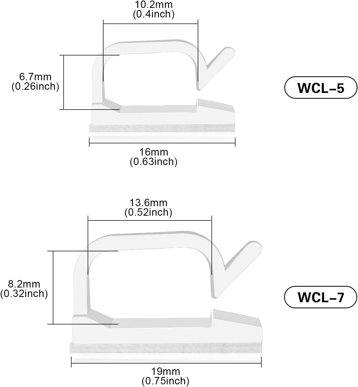 60 PCS XHF 5/8” Adhesive Cable Wire Clips Clear, Outdoor Christmas Light Clips, Cable Staples Cable Management Wire Organizer Cord Holder for Under Desk, Car, Wall, TV PC Ethernet Cable