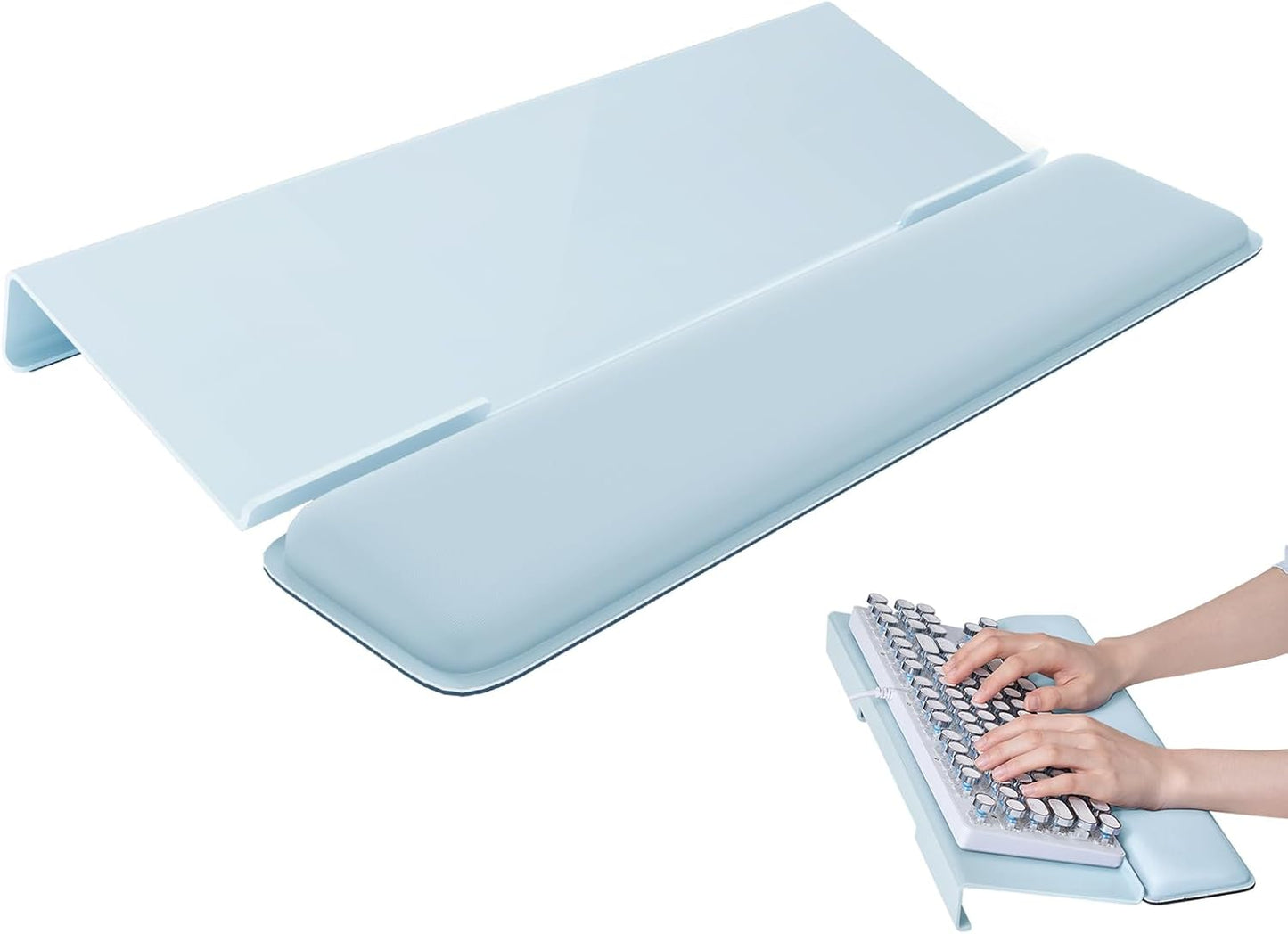 Laborio Computer Keyboard Wrist Rest Stand for Desktop, Keyboard Holder for Easy Typing with Wrist Pad for Office Desk, Home, School (Pink)