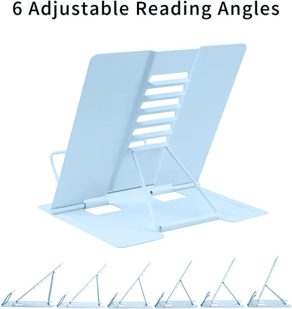 MSDADA Desk Book Stand Metal Reading Rest Book Holder Adjustable Cookbook Documents Holder for Recipes Textbooks Tablet Music Books, Mom Gifts, Gifts for Grandma Mom Mothers Day(Light Purple)