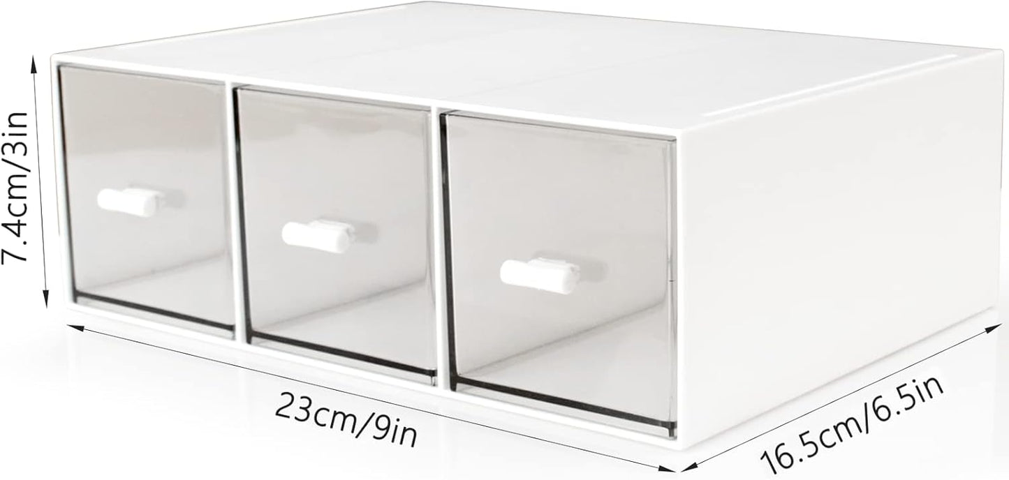 Desk Organizer with Drawers Stackable Storage Drawers, Plastic Compact Desk Storage Box Great for Office School Home Small Space- 1drawers (White)