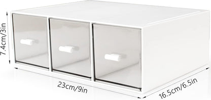 Desk Organizer with Drawers Stackable Storage Drawers, Plastic Compact Desk Storage Box Great for Office School Home Small Space- 1drawers (White)