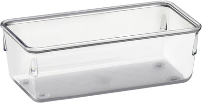 Acrimet Drawer Organizer Modular, Box Tray Storage Bins for Office, Home, Makeup, Kitchen, Junk Drawer ( 4 Pieces) (Clear Crystal Plastic)