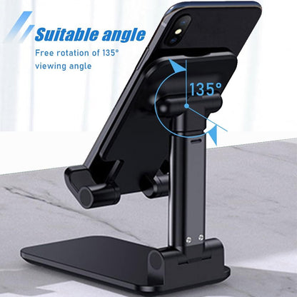 Phone Stand for Desk, 2 Pack MT-6 Desk Cellphone Holder for Office Universal Smart Foldable & Height Adjustable Compatible Under 8” Device, Black
