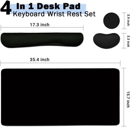 Large Mouse Pad and Keyboard Wrist Rest, Desk Pad for Keyboard and Mouse, 4-in-1 Large Gaming Mouse Pad with Wrist Support, Desk Mat for Home Office Study Game-Galaxy Fluid