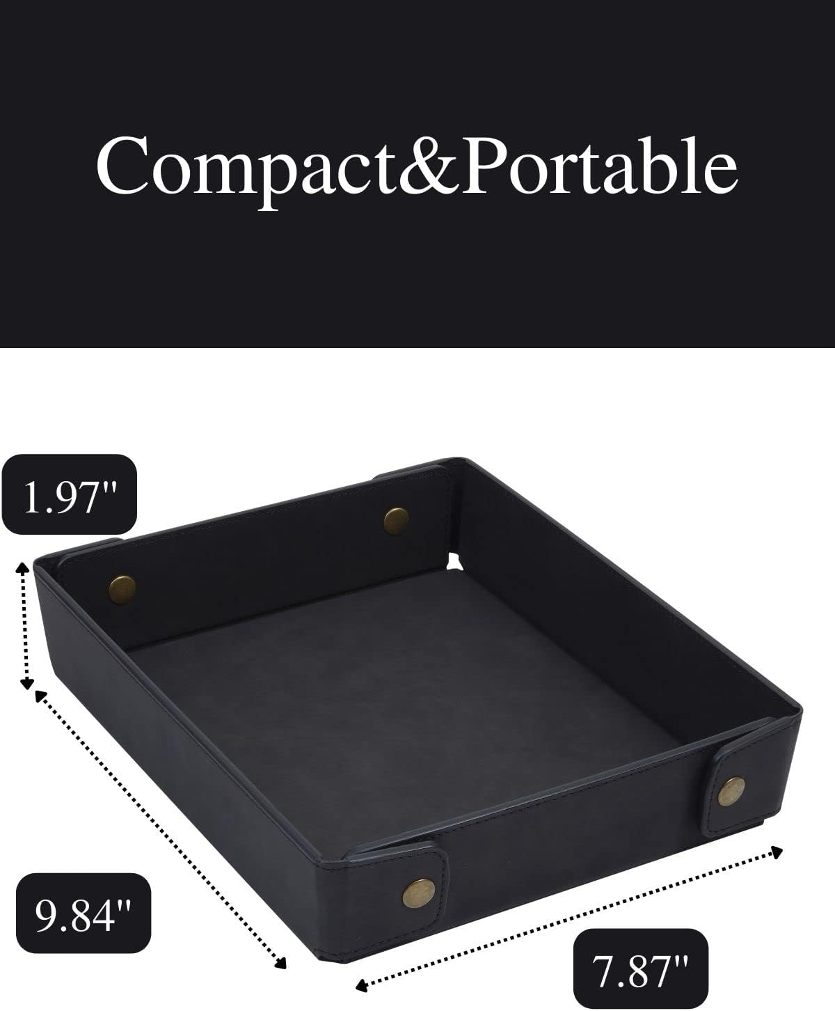 CASIRENA Faux Leather Valet Tray Organizer for Men - Catch-All Tray for Entryway Table Key, Wallet, Watch, Coin Change, Phone, Dresser EDC Dump Jewelry, Bedside Nightstand Desk-top Catchall