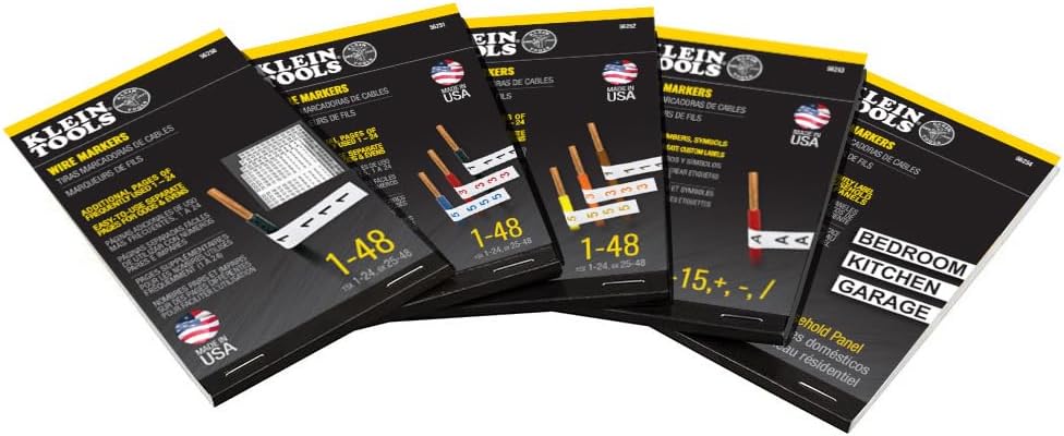 Klein Tools 56250 Wire Marker Book for Cable Management, Electric Panel Organization Wire Label Stickers, Numbered 1-48