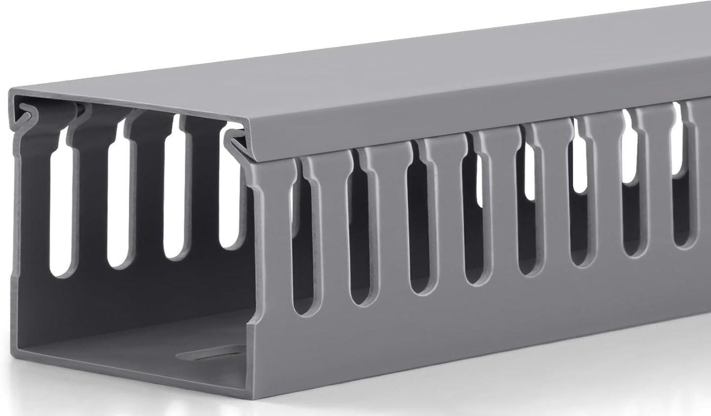 ZhiYo 2 x 2in Professional Server Rack Cable Management Raceway, 99in (6X L16.5in) Cable Raceway Kit, Electrically Safe PVC Open Slot Wire Raceway for Under Desk/Computer/Network Cords, Black