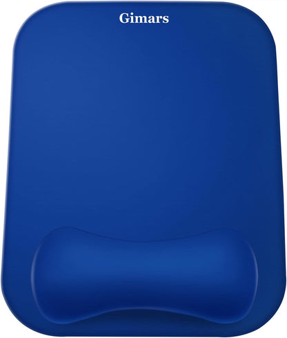 Gimars Elongate Smooth Lycra Fabric Ergonomic Mouse Pad Wrist Support, Gel Memory Foam Cushion Set Keyboard Wrist Rest Support, Pain Relieve for Computer, Laptop, Office, School, Home, Gaming, Black