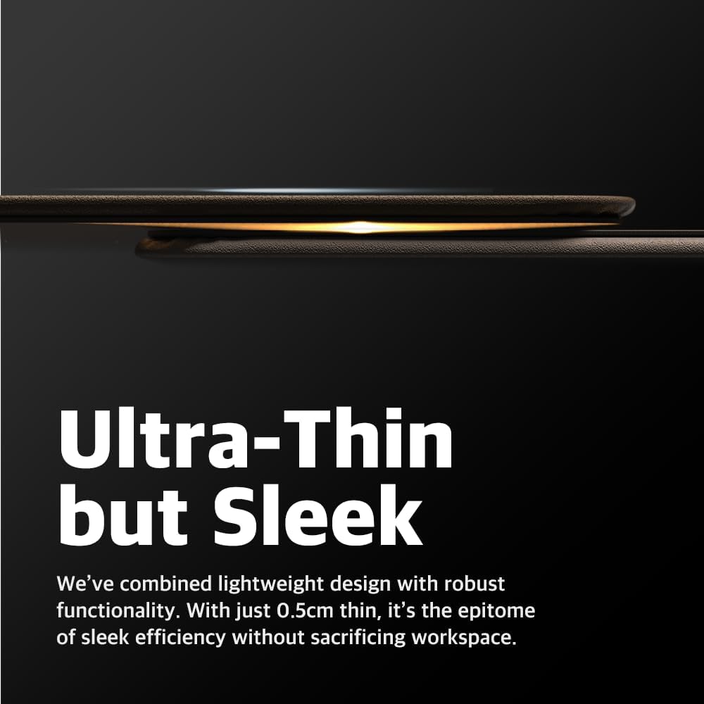 POUT H3 Wireless Charging Mouse Pad – Qi-Enabled Fast Charger Built into Sleek Desk Mat, Compatible with Phones, Earbuds & More(Dust Gray)