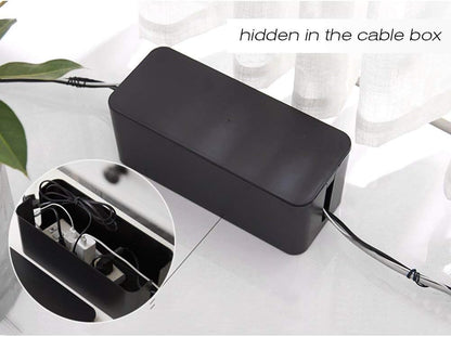 Cable Management Box Organizer, Pack of 2 Wire Concealer to Cover Hide Surge Protector & Power Strip on Desk Floor, with 5 Cord Fastening Tapes for Office, Home, Kitchen (Ice White)