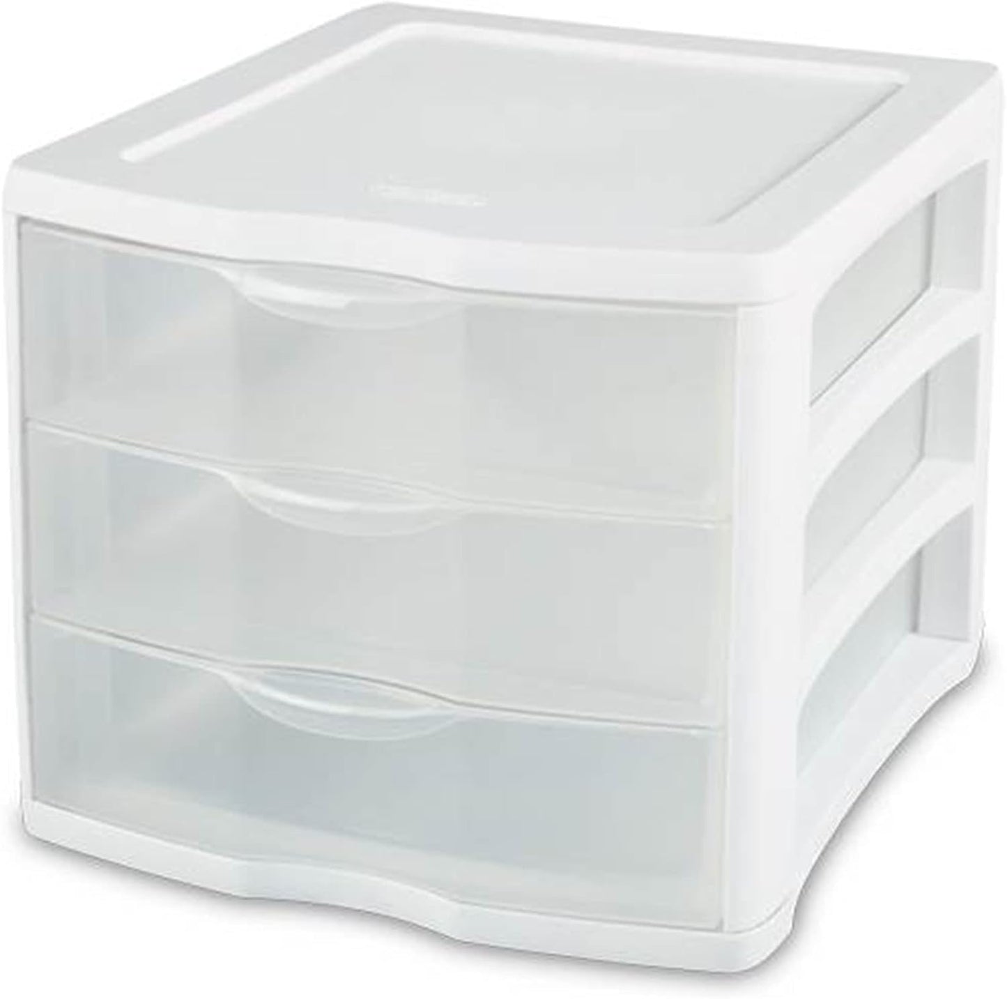 Sterilite ClearView Compact Stacking 3 Drawer Storage Organizer System for Crafting Supplies, Home Office, or Dorm Room, (20 Pack)
