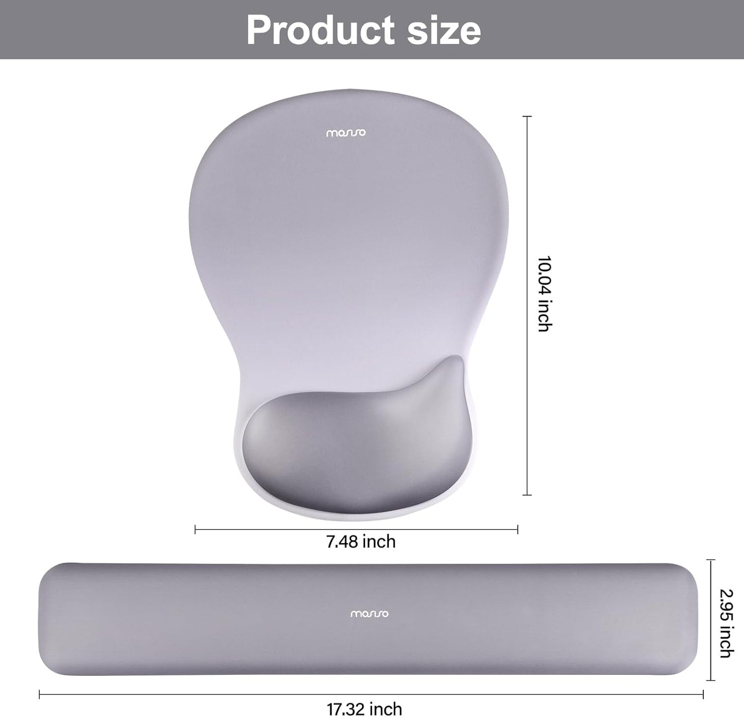 MOSISO Wrist Rest Support for Mouse Pad&Keyboard Set, Ergonomic Mousepad with Concave Curved Memory Foam, Non-Slip Base Pain Relief Comfortable Rectangular Easy Typing Pad for Home/Office, Brown