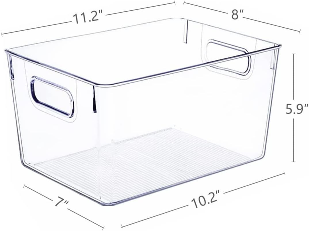 SKTEET Set of 8 Clear Plastic Storage Bins, 4 Large and 4 Small Stackable Storage Containers for Pantry Organization and Kitchen Storage Bins,Home Edit and Cabinet Organizers