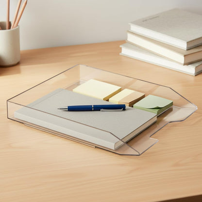 Acrimet Stackable Letter Tray Front Load, Letter Size, Stacking Document Desk Office Paper Organizer, Plastic, Clear Crystal Color, 1 Unit
