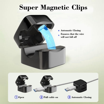 6-Pack Magnetic Cable Clips Cord Organizer-Cable Smooth Adjustable, Desk Cable Management Accessories, Wire Holder Keeper for Desktop,Nightstand,Home Office,Workspace,Phone-Black