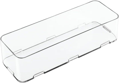 iDesign Clarity Bathroom Interlocking Drawer Organizer for Cosmetics, Beauty Products, Hair Accessories - Extra Large, Clear 12-inch x 4-inch x 3-inch