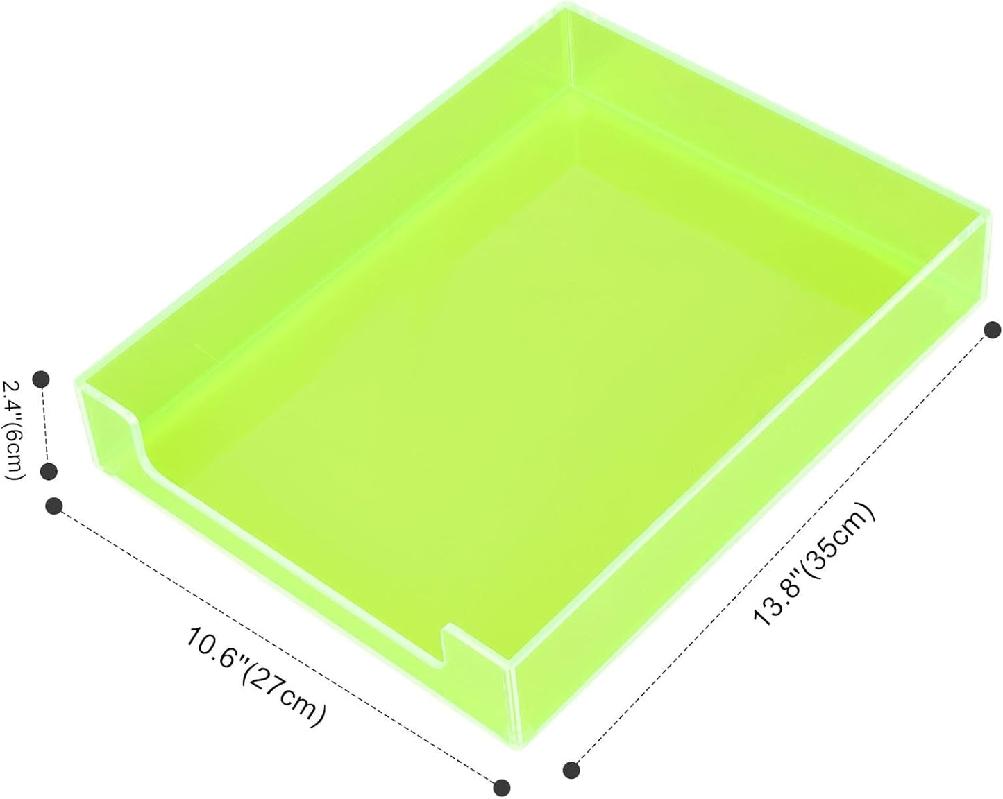 Paper Tray Acrylic File Organizer for Desk Letter Tray Desk Organizer Document Holder Sorter Storage for A4 Office Supplies Magazines, 13.8x10.6x2.4 Inches, Neon Pink