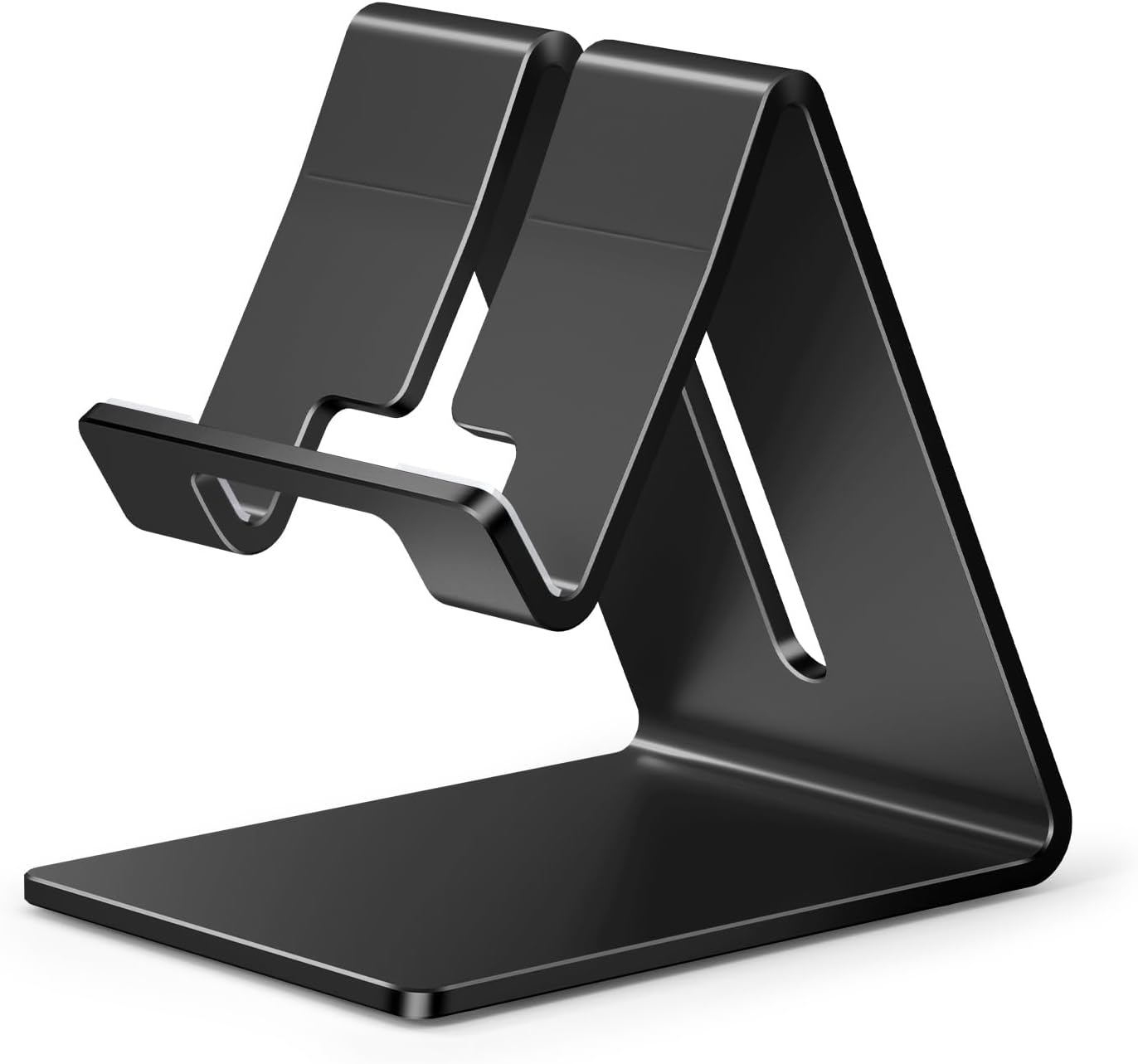 Desktop Cell Phone Stand Holder, Aluminum Solid Portable Universal Desk Stand for iPhone 16 15 14 13 12 11 X 8 7 6 Plus 5 Ipad 2 3 4 Mini Samsung Huawei All Mobile Smart Phone, Silver