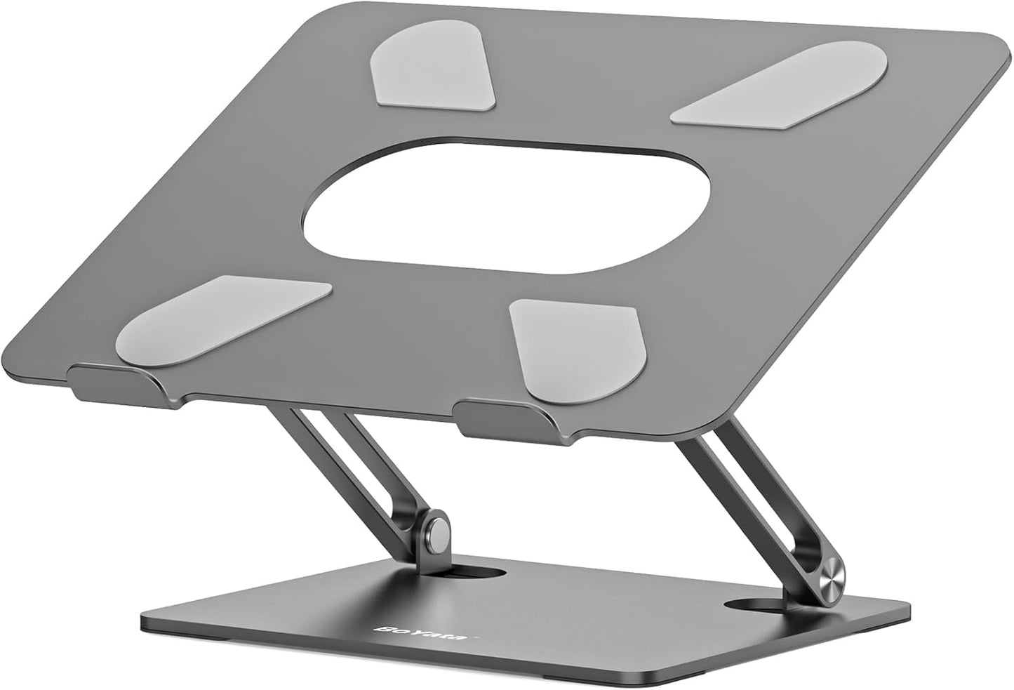 BoYata Laptop Stand, Adjustable Multi-Angle Laptop Holder, Compatible for Laptops up to 17 inches, Sturdy Aluminum & Silicone, Silver