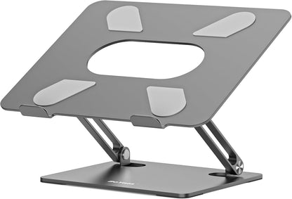 BoYata Laptop Stand, Adjustable Multi-Angle Laptop Holder, Compatible for Laptops up to 17 inches, Sturdy Aluminum & Silicone, Silver