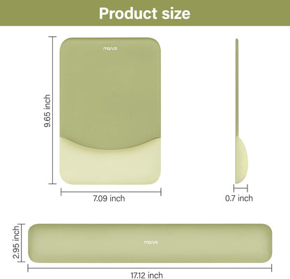 MOSISO Wrist Rest Support for Mouse Pad&Keyboard Set, Rectangular Ergonomic Mousepad Non-Slip Base Home/Office Pain Relief&Easy Typing Pad with Neoprene Cloth&Raised Silicone Lining, Green