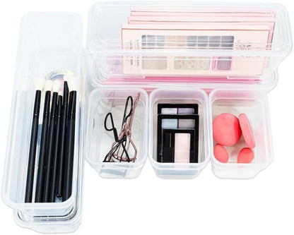 Best Kept 6 Bin Pack, Long Home Organizer Storage Boxes with Lids, Translucent Clear