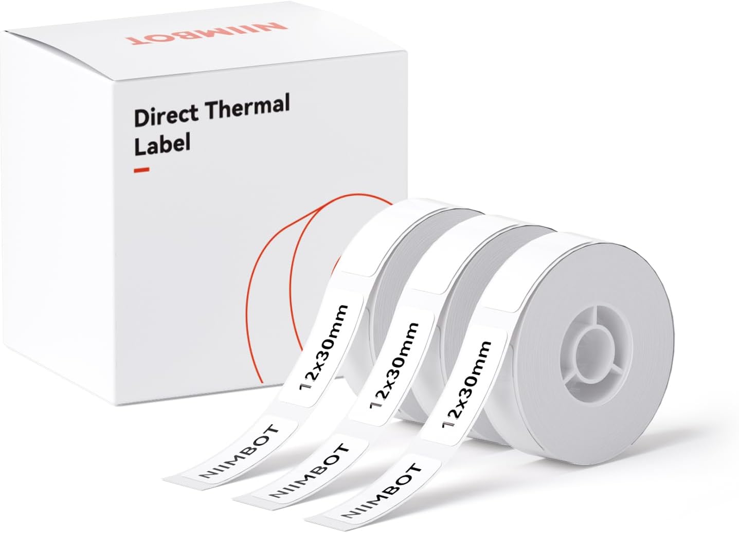 NIIMBOT White Cable Label Maker Tape for D11/D110/D101 Label Maker, 12.5 x 109 mm (0.49'' x 4.29''), 3 Rolls, Thermal Label for Home Office Labeling Tape Replacement