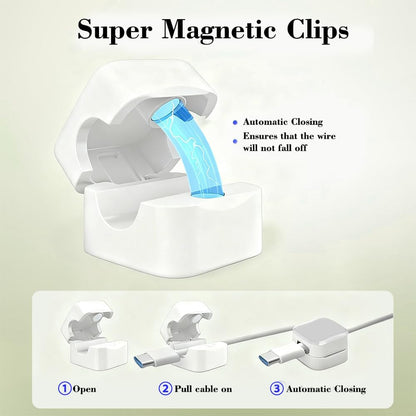 6-Pack Magnetic Cable Clips Cord Organizer-Cable Smooth Adjustable, Desk Cable Management Accessories, Wire Holder Keeper for Desktop,Nightstand,Home Office,Workspace,Phone-Black