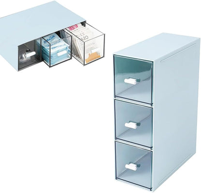 Plastic Tea Bag Organizer with 3 Drawers, Desk Drawer Organizer, Stackable Storage Drawers, White Tea Box, Makeup Organizer, Clear Tea Bag Storage, Coffee Storage for Tea Bags, Sugar Packets, Cosmetic