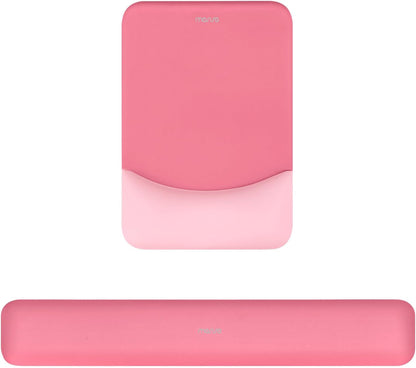 MOSISO Wrist Rest Support for Mouse Pad&Keyboard Set, Rectangular Ergonomic Mousepad Non-Slip Base Home/Office Pain Relief&Easy Typing Pad with Neoprene Cloth&Raised Silicone Lining, Green