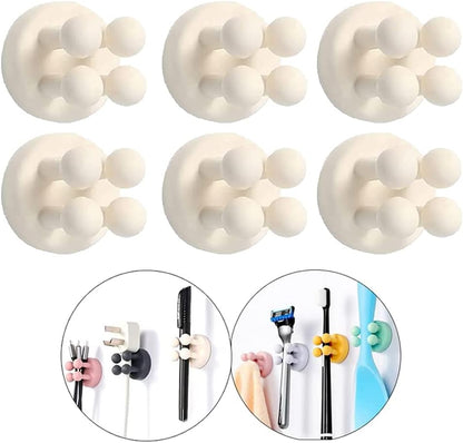 Silicone Toothbrush Holders - 4 Pcs Razor Hooks Adhesive Wall Mounted for Hanging Towel Key Plug Cable, Utility Decor Stick to Dorm Room Essentials Function for Kitchen Bathroom Home Office