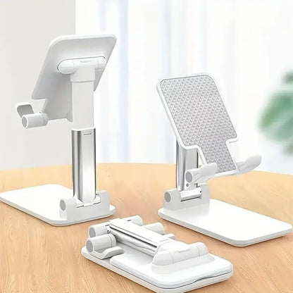 Cell Phone Folding Stand for Desk, Foldable Cell Phone Holder Mobile Stand Phone Dock, Multi-Angle Universal Adjustable Tablet Holder Compatible with Most Cellphone and Tablet(White)