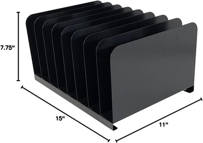 Huron Desktop File Binder Organizer Storage Vertical 8 Slot, Black Commercial Grade Steel