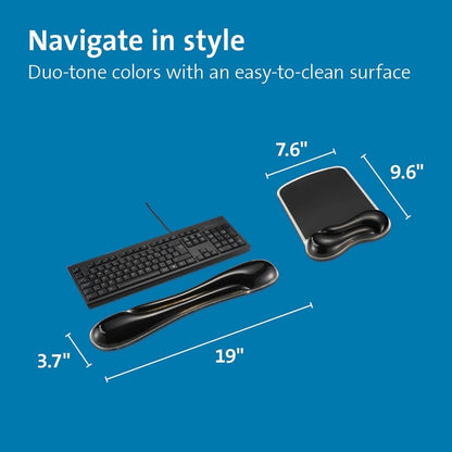 Kensington Duo Gel Mouse & Keyboard Wrist Rest Bundle Set, Ergonomic Keyboard and Mouse Pad With Wrist Support, Keyboard Wrist Rest, Computer Keyboard Pad, Cooling Gel, Non-Skid Backing, Blue K52920WW