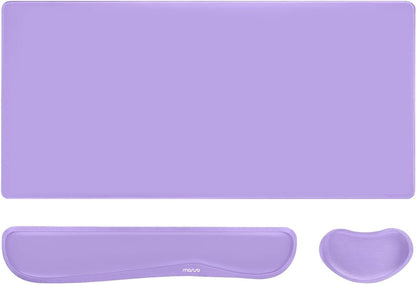 MOSISO Keyboard Mouse Pad Set, Gaming Mouse Pad&Keyboard Wrist Rest&Wrist Rest, Ergonomic Wristrests with Memory Foam Home Office Easy Typing Cushion Non-Slip Mousepad, Purple