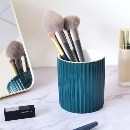 CROWNOS Pen Holder for Desk, Ceramic Pencil Cup Office Desk Organizer, Makeup Brush Holder, White