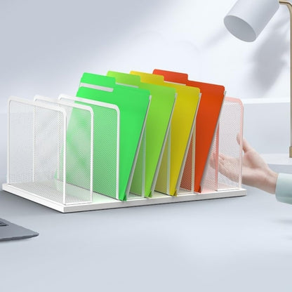 Kuntine.B Desk File Organizer 5 Sections Upright Mesh Desktop Organizer File Sorter Office Organization File Holder for Home, Office & Classroom