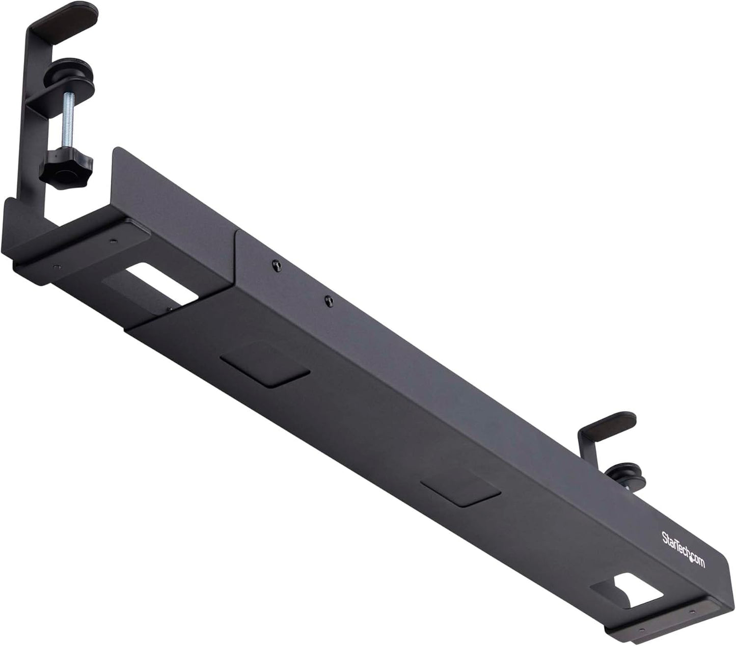StarTech.com Under Desk Cable Management Tray - Office/Standing Desk Cable Tray Organizer - Desk/Table Mount Holder for Cords/Wire/Power Strip - Computer Cable Manager - 23-1/2"L x 4-1/2"D (UDCMTRAY)