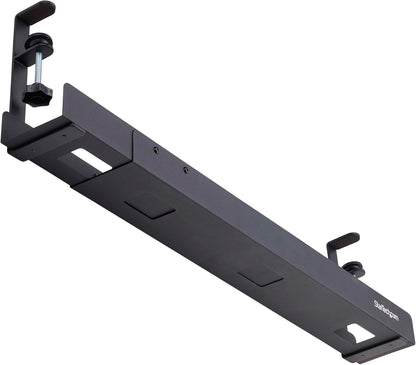 StarTech.com Under Desk Cable Management Tray - Office/Standing Desk Cable Tray Organizer - Desk/Table Mount Holder for Cords/Wire/Power Strip - Computer Cable Manager - 23-1/2"L x 4-1/2"D (UDCMTRAY)