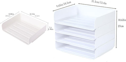3 Tiers Stackable A4 Paper Trays, Office Desk File Holder, Tidy File Document Letter Book Paper Organizer (3 Tiers,Clear)