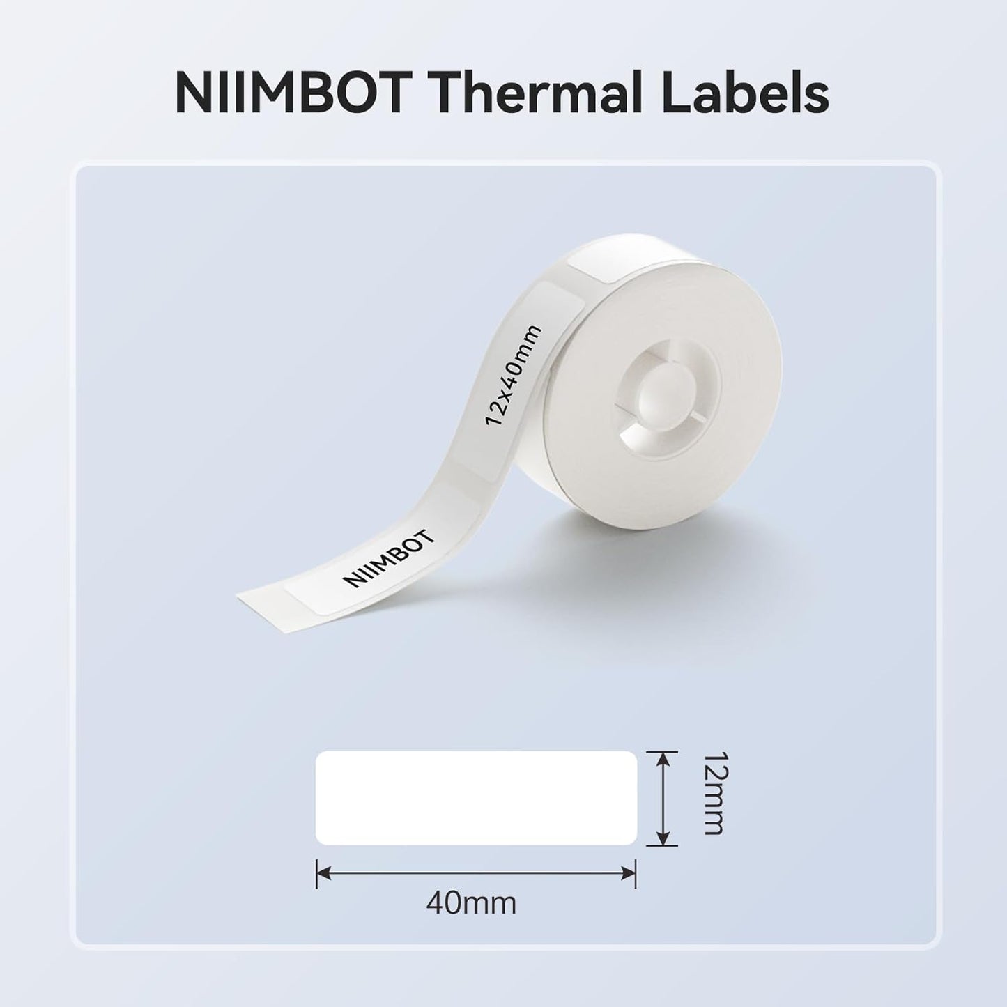 NIIMBOT White Cable Labels Maker Tape for D11/D110/D101 Label Maker, 0.49'' x 4.29''(12.5mm x 109mm), Thermal Label Tape for Home Office Labeling Tape Replacement