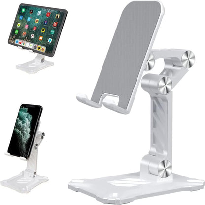 Phone Stand for Desk. Foldable Desktop Mobile Phone Stand with Angle Height Adjustable, Portable Office Cell Phone Holder, Cradle, Dock. Fits All 4.7-13in iPhone/Smartphone/iPad/Tablet.